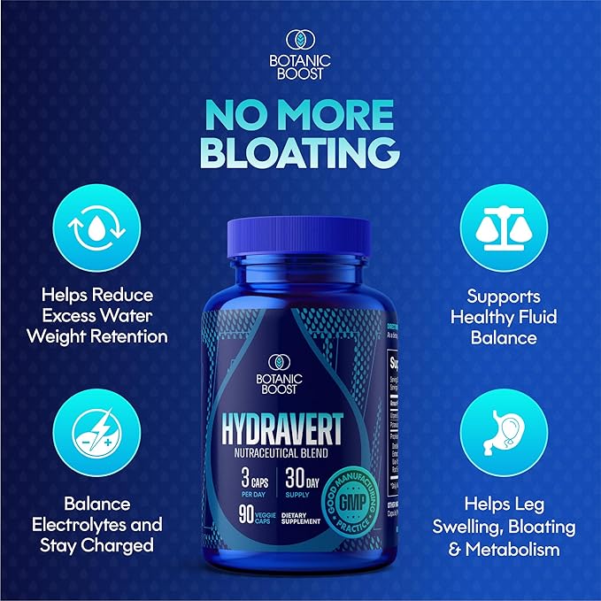 Water Pills For Swollen Legs And Feet - Act As Natural Diuretics for Water Retention to Help You Swell No More - Hydravert Diuretic Pills Proprietary Blend Reduces Swelling in Your Leg or in Your Foot