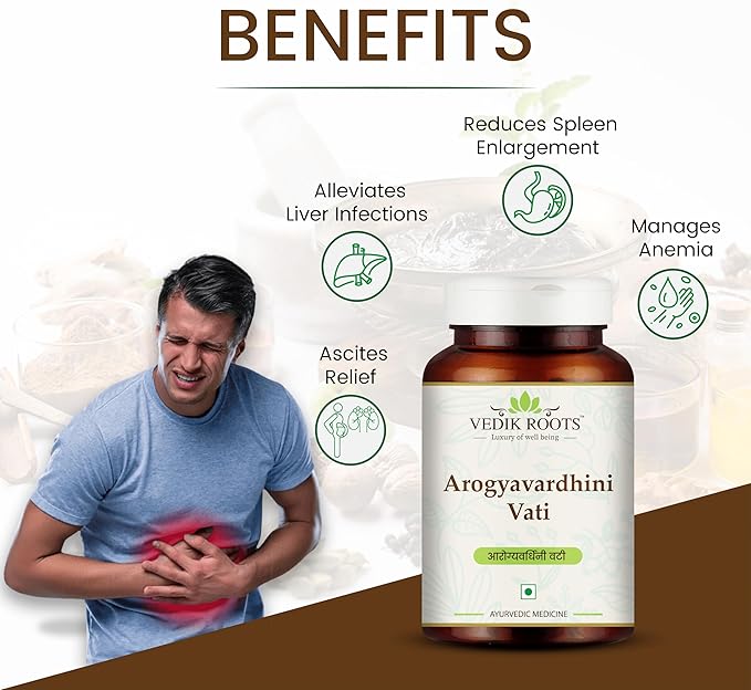 Arogyavardhini Vati Tablets - Natural Detox and Liver Health Support | for Spleen Enlargement | Reduces Bloating | for Nutrient Absorption Improvement | 120 Tablets (120)
