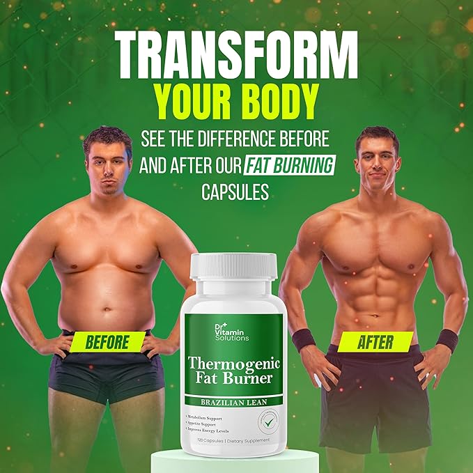 Thermogenic Fat Burner Brazilian Lean, Weight Loss Vitamins, Waist Trimmer & Supplements for Bloating (1 Bottle, 120 Capsules)