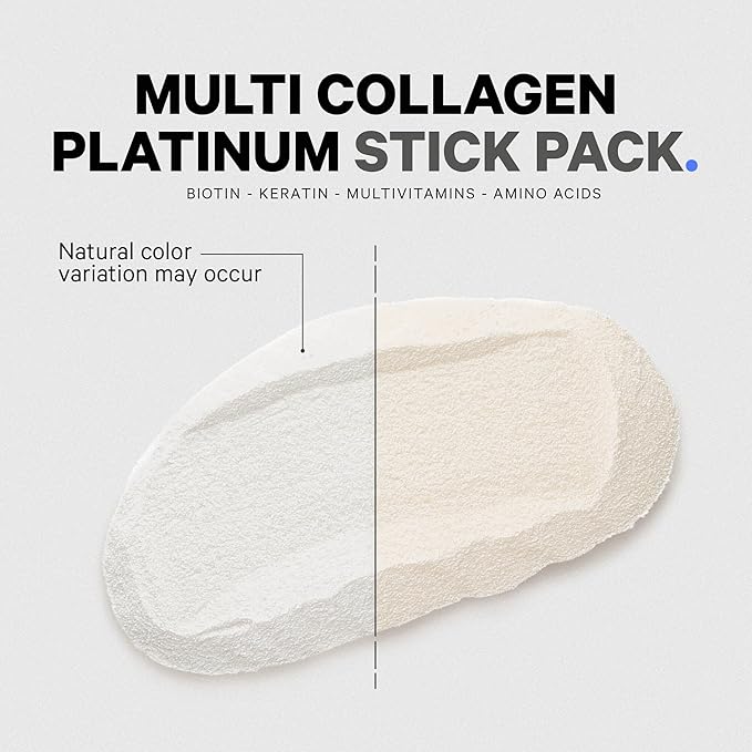 Codeage Multi Collagen and Biotin 10,000 mcg + Vitamin C, B6 & D3, Keratin, Hyaluronic Acid, Niacin, 18 Amino Acids - Stick Packs Supplement - 5 Types Collagen Protein – 30 Powder Packets