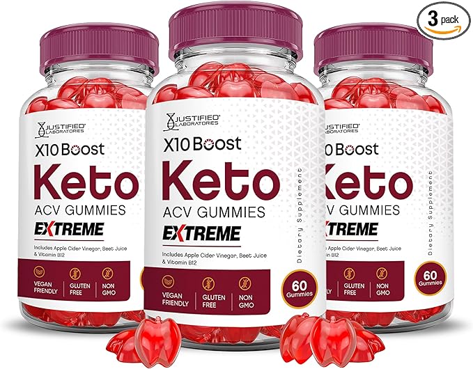 (3 Pack) X10 Boost Keto ACV Gummies Extreme 2000MG X 10 Boost Keto Gummies Apple Cider Vinegar Formulated with Pomegranate Beet Juice Powder B12 Vegan Non GMO 180 Gummys