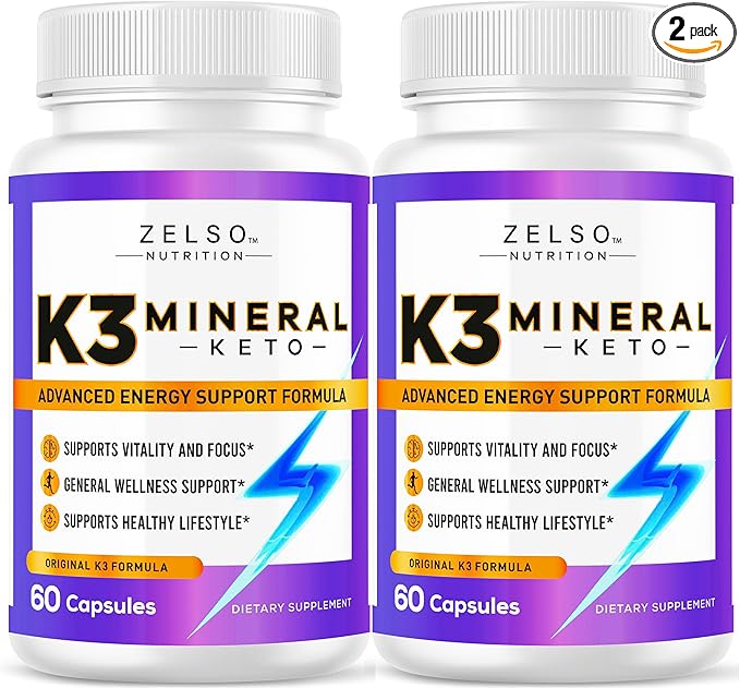 ZELSO (2 Pack) K3 Mineral Pills - K3 Salt Mineral, Vitamin + K3 Capsules Supplement - 2 Months Supply