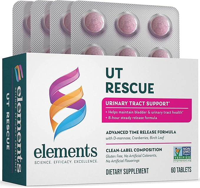 Elements UT Rescue, 60 Tablets (30 Day Supply), Urinary Tract Support Supplement, Bladder and Urinary Tract Health Support and Cleanse, Gluten Free