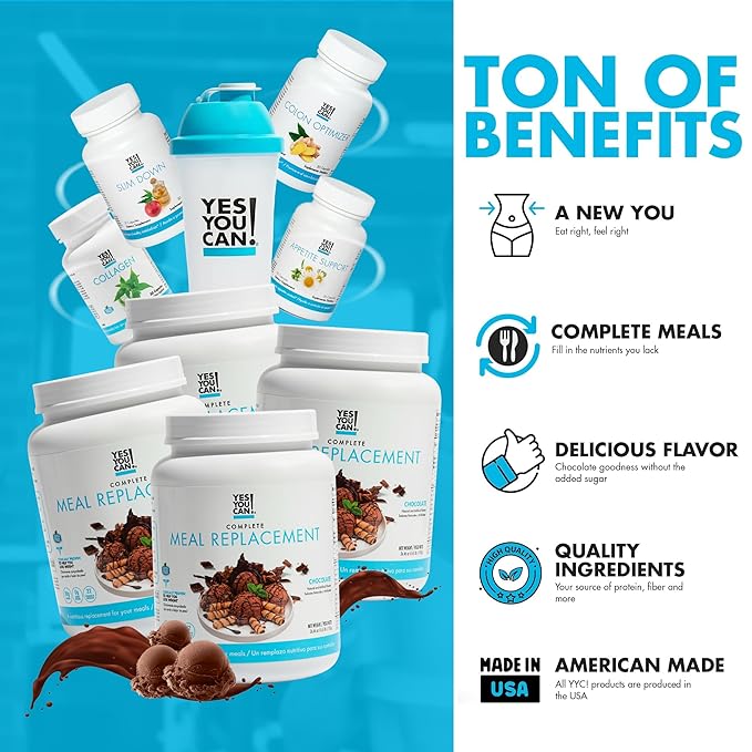 Yes You Can! Transform Kit Complete Meal Replacement - Contains Meal Replacement Powder Shake and Natural Meal Replacement Supplements, Nutritional Healthy Meals Replacement (Chocolate - 60 Servings)