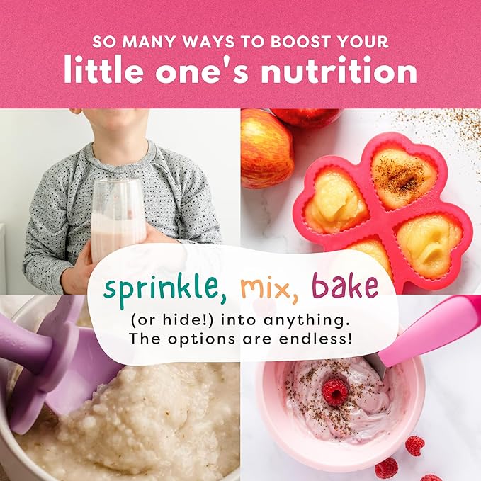 Organic Milled Chia & Flax Seed Digestion Blend with VITAMIN D + PROBIOTICS Prebiotic Fiber Superseeds for 6M+ Babies Toddlers & Kids for Digestive Support (Apple & Cinnamon, 7oz x 2 Pack)