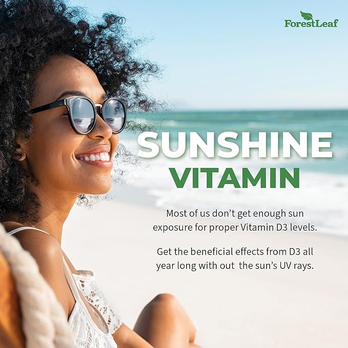 ForestLeaf - Vitamin D3 IU Weekly Supplement - Vitamin D Capsules for Bones, Teeth, and Immune Support - Easy Swallow Pure Vitamin D3 Caps (50,000 IU - 120 Count - 2 Pack)