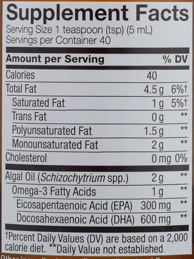 Nature's Way NutraVege Plant Based Omega-3 Extra Strength**, Eye, Heart, and Brain Health*, Cranberry-Orange Flavored Liquid, 6.8 oz