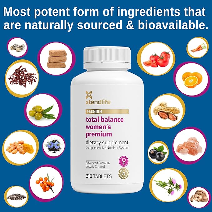 Xtendlife Total Balance Women's Premium Supplement Complete Multivitamin for Females with Over 90 Vitamins, Minerals, Antioxidants for Women (210 Enteric Coated Tablets)
