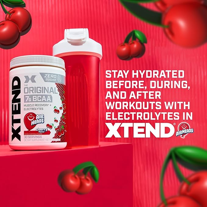 Xtend XTEND Original BCAA Powder Airheads Candy Flavor, 7g BCAA and 2.5g L-Glutamine, Sugar Free Post Workout Muscle Recovery Drink with Amino Acids for Men & Women, 30 Servings