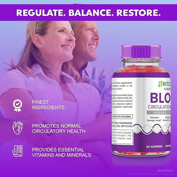 RiteLyfe Gummies, Official Rite Lyfe Blood Gummies, All Natural Stabilizer to Maintain Stable Healthy Levels and Overall Wellness, Premium Formula RiteLyfe Gomitas Review (60 Gummies)