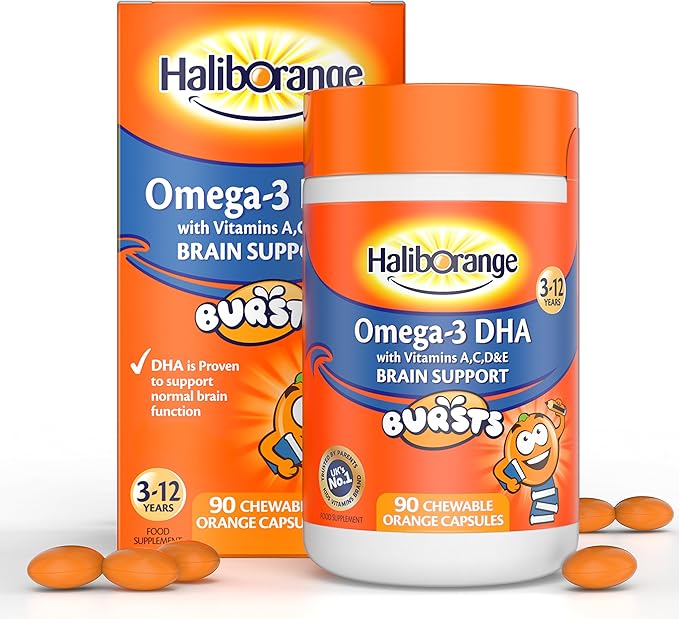 Haliborange Kids Omega-3 with Vitamins 90 Orange Chewable Fruit Burst Capsules