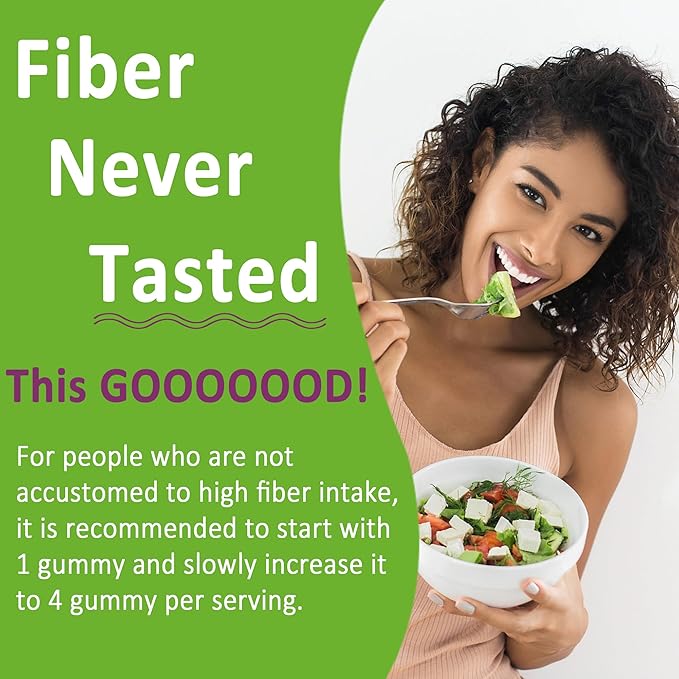 Fiber Gummies for Adults, Sugar Free 10g Prebiotic Fiber Supplement with Digestive Enzymes, Probiotics & 100mg Betaine for Digestive & Gut Health and Regulate Bowel Movement, Vegan, Gelatin Free, 60ct