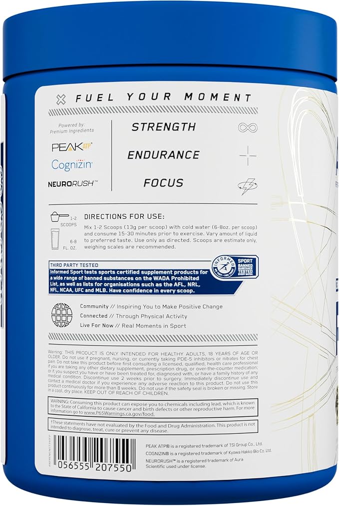 AN Performance Non-Stimulant Pre-Workout Supplement | Zero Caffeine Energy Drink Mix | Beta Alanine + Citrulline | Third-Party Tested | Informed Sport Certified | Fruit Punch | 30 Servings