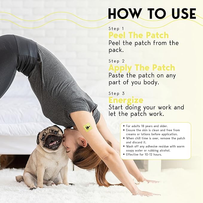 Klova Energy Patches with Caffeine, Green Tea Extract, Peppermint Leaf Extract, Vitamin B3 and Vitamin B6 - for Enhanced Morning Wakefulness