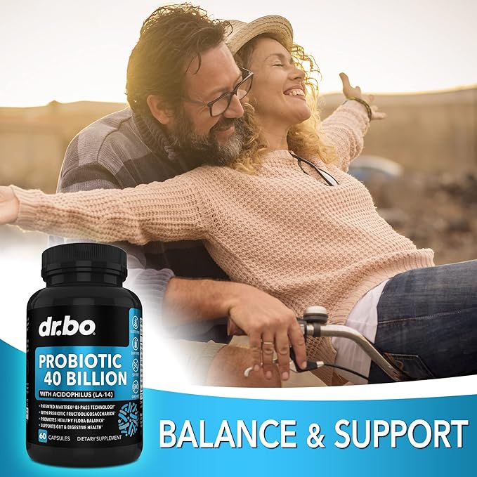 Probiotic 40 Billion CFU Supplement - Lactobacillus Acidophilus Probiotics for Women & Men Capsules - Gluten Free Probiotics for Digestive Health Pills with Bifidobacterium, Plantarum, Paracasei, FOS