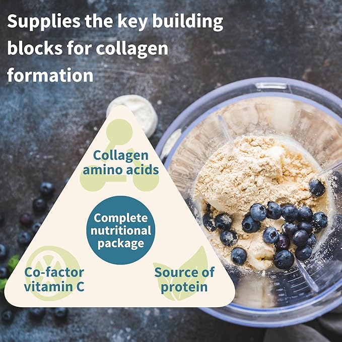 Vegan Collagen Peptide Powder, Enhanced with Glycine, Proline & Hydroxyproline & Cofactor Vitamin C, Non GMO, Complete Vegetarian Plant Based Collagen Powder Booster, 4 x 35 Servings, Pure & Essential