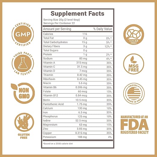 Lewis Labs Fabulous Fiber Powder Supplement | Delicious Quick Dissolve Daily Fiber Powder from Fruits, Vegetables & Grains | Professional Grade Vitamins Minerals Proudly Made in The USA | 16 Ounces