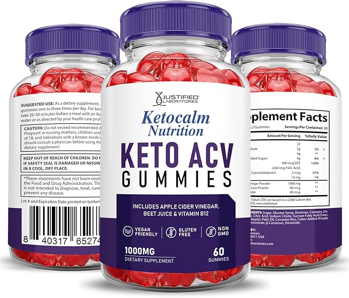 (2 Pack) Ketocalm Nutrition Keto ACV Gummies Advanced Formula 1000MG Keto Calm Nutrition Keto Gummies Apple Cider Vinegar Formulated with Pomegranate Beet Juice Powder B12 Vegan Non GMO 120 Gummys