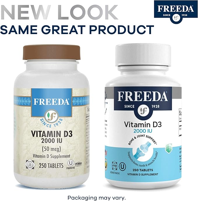 FREEDA Vitamin D3-5000 IU - Pure High Potency Kosher Supplement Tablets - Bone and Muscle Health, Calcium Absorption, Immune Support for Men and Women* - 100 Count