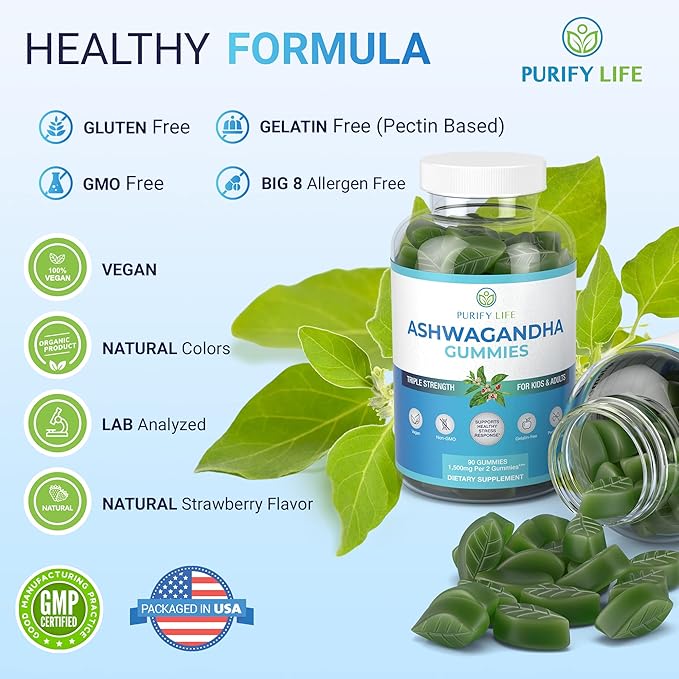 Ashwagandha Gummies (Max Strength - 750mg/Gummy) (90ct - Up to 3 Month Supply) Support Calm Mood, Relaxation & Cognitive Support - Ashwagandha Gummies for Women Ashwagandha Gummies for Men