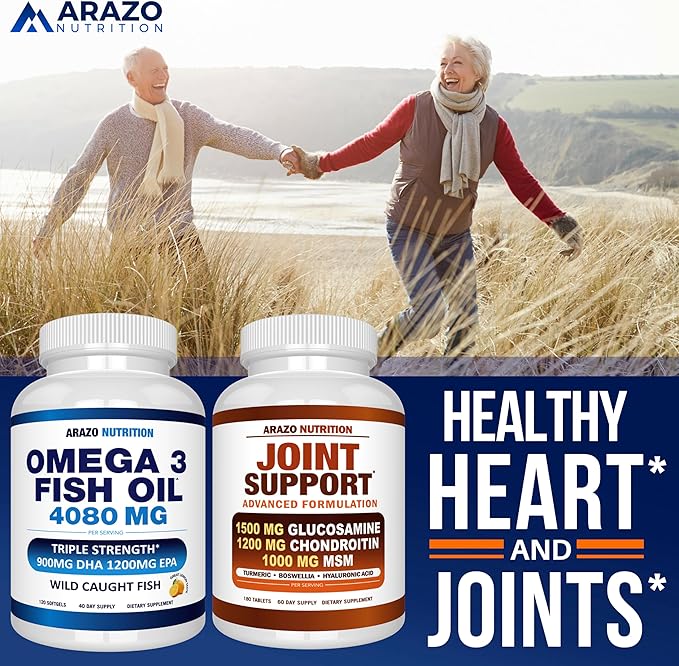 Arazo Nutrition Wild Caught Omega 3 Fish Oil – 120 Soft Gels – 4,080mg High EPA 1200mg DHA 900mg Lemon Flavor Burpless Softgels