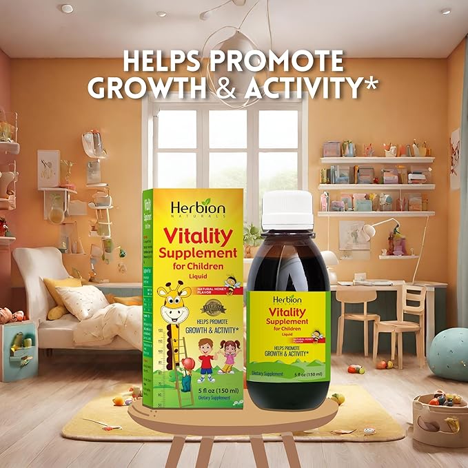 Herbion Naturals Vitality Supplement for Children - Promotes Growth and Appetite - Relieves Fatigue - Improves Mental and Physical Performance – 5 fl oz, For Kids 1 Year and Above, Pack of 2