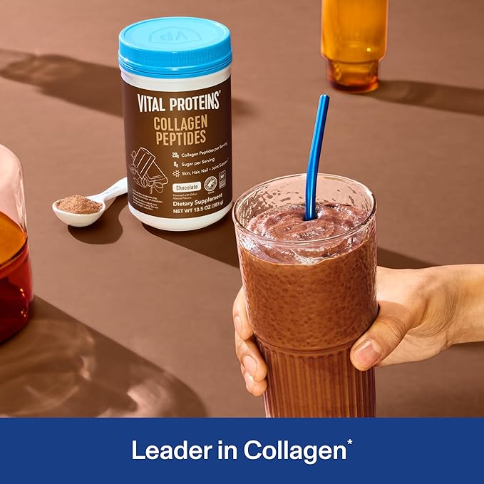 Vital Proteins Grass Fed Collagen Peptides Powder, Promotes Hair, Nail, Skin, Bone and Joint Health - Hydrolyzed Collagen - Chocolate, 13.5 oz, Pack of 1