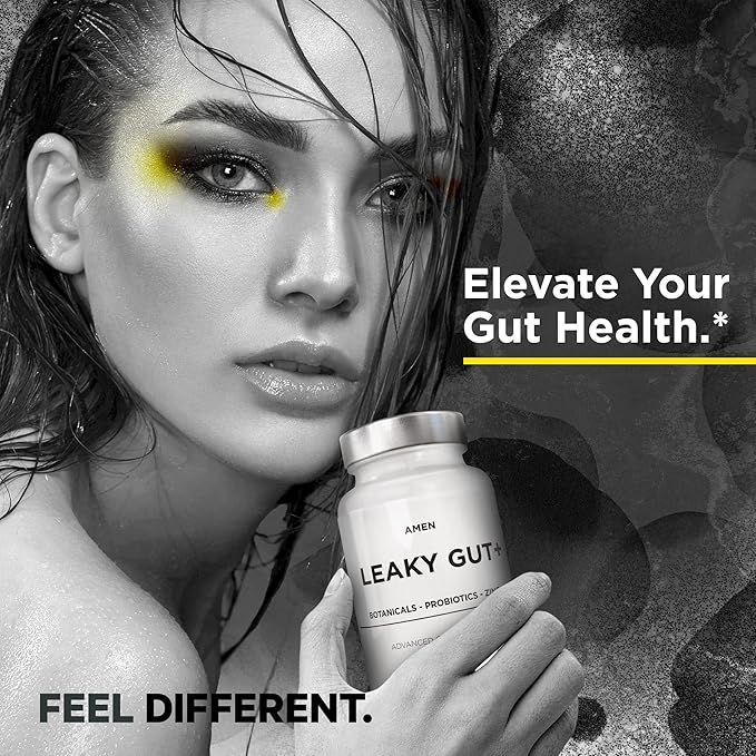 Amen Leaky Gut Supplement - Advanced Formula with Bioavailable L Glutamine, Zinc, Turmeric, DGL Licorice Root - Marshmallow Root - Probiotics & Fermented Prebiotics - Vegan, Non-GMO - 2-Pack