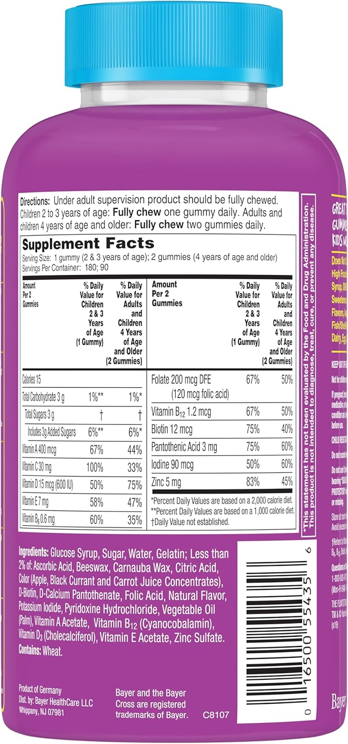 Flintstones Vitamins Complete Gummies, Kids Vitamins with Vitamin C for Toddlers and Children, Vitamins for Kids with Vitamin A, B6, B12, E & Zinc, 180 Count