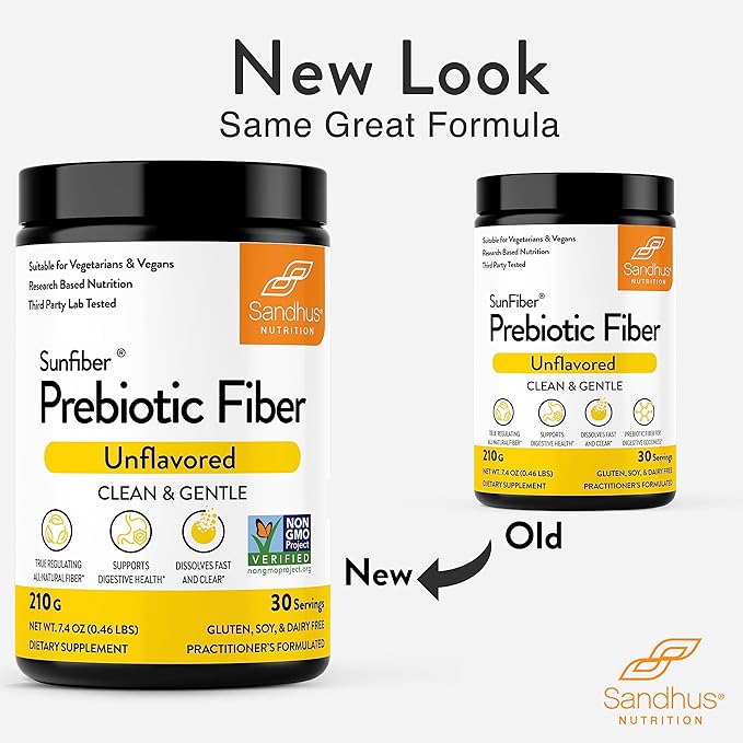 Sandhu's Prebiotic Fiber Supplement Powder –30 Servings- SunFiber® –Low FODMAP Unflavored Supplement for Digestive & Colon Health –- Gluten Free Powder – Supports Gut Health in Men & Women