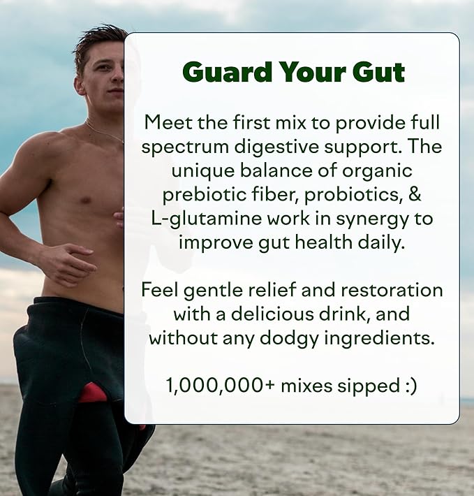 Feel Goods Gut Guardian, Prebiotic & Probiotic Powder, Sugar Free, Organic Fiber, Organic Herbs for Bloat, Gut Health Support, Digestive Health for Men & Women, Non GMO, Vegan | Lemon Ginger, 15 Count