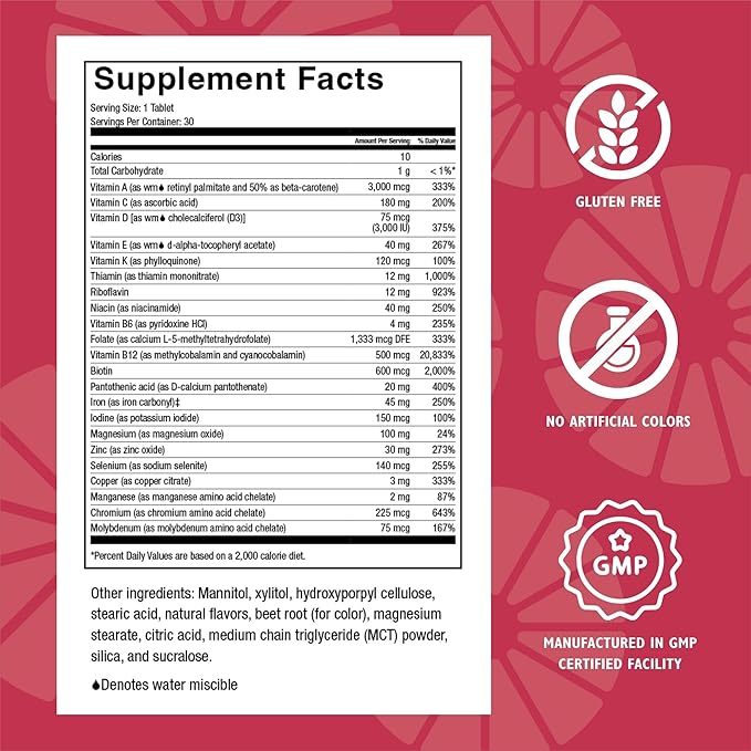 Celebrate Vitamins CelebrateONE 45 Chewables, 45mg Iron - One A Day Bariatric Multivitamin, Essential Vitamins & Minerals - Gastric Bypass & Sleeve Gastrectomy Supplement - Cherry (90 Tablets)