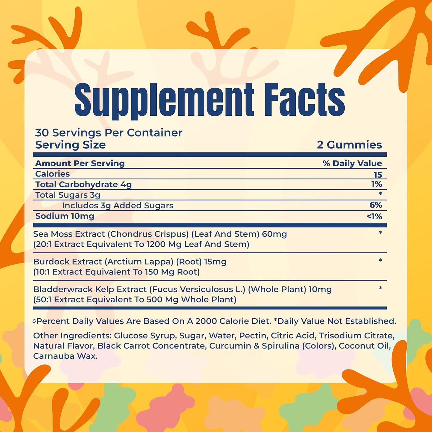 Sea Moss Gummies for Adults & Kids - Magnesium, Burdock Root & Bladderwrack – Supports Immune, Boost Energy, Skin & Hair Health, Detox - 60 Vegan Gummies