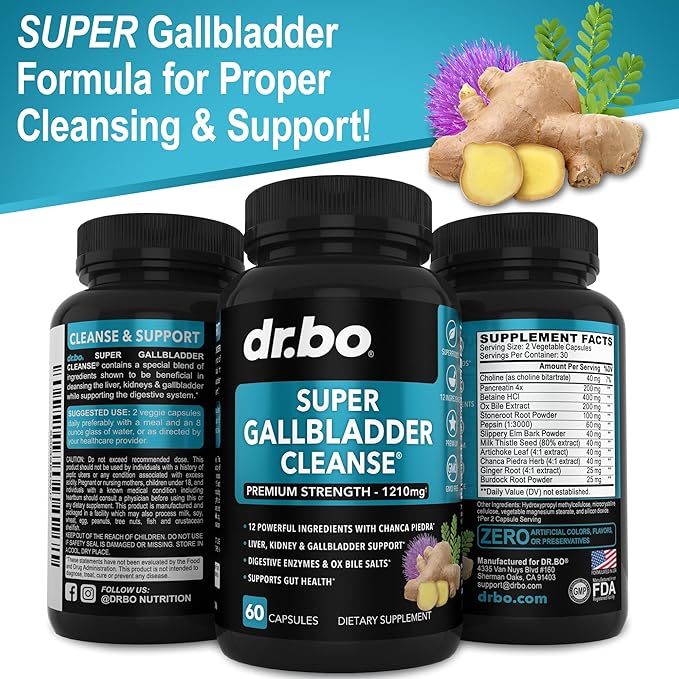 Gallbladder Supplements Cleanse Formula Support - Keto Digestive Enzymes with Ox Bile Supplement, Chanca Piedra & Betaine HCL - Gallstone Dissolver Kidney Liver Gall Bladder Flush Detox Stone Breaker