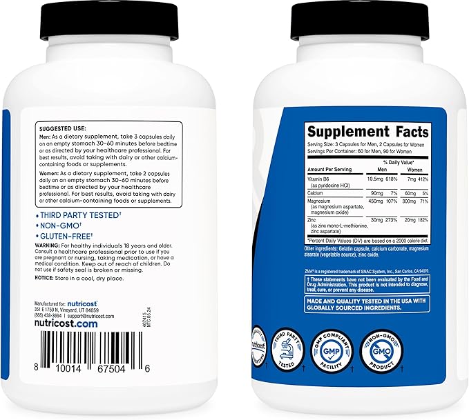 Nutricost ZMA 180 Capsules (2 Bottles)