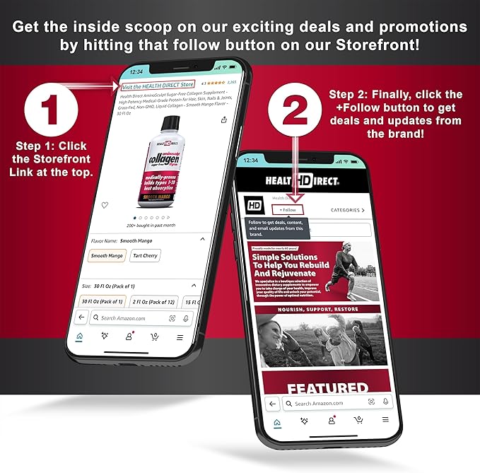 HEALTH DIRECT - AminoMind - Nootropic Collagen Supplement for Brain Health and BDNF - Pro-Hyp & Hyp-Gly Dipeptides, Coffeeberry Antioxidants - Passionfruit Guava - 14 Fl Oz (28 Servings)