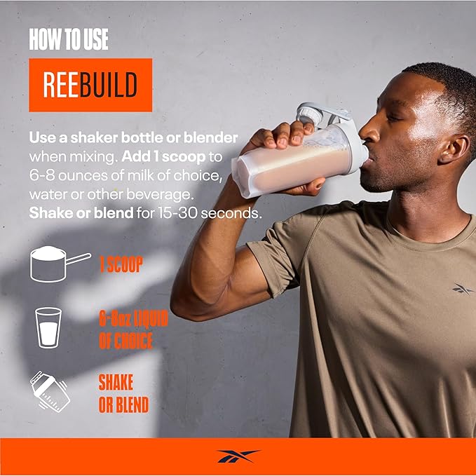 Reebok ReeBuild Whey Protein + Collagen | 25g Protein, 9 Essential Amino Acids | Muscle Growth, Joint Health, Gut Support | Post Workout Recovery Powder | Vanilla Ice Cream