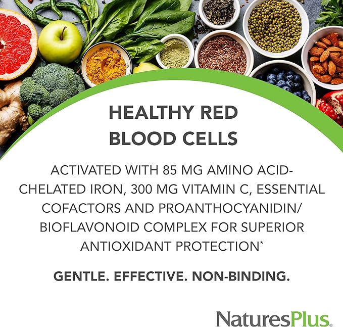 NaturesPlus Hema-Plex Iron - 60 Fast-Acting Softgels - 2 Pack - 85 mg Iron + Vitamin C & Bioflavonoids for Healthy Red Blood Cells - Vegan, Gluten Free - 40 Total Servings