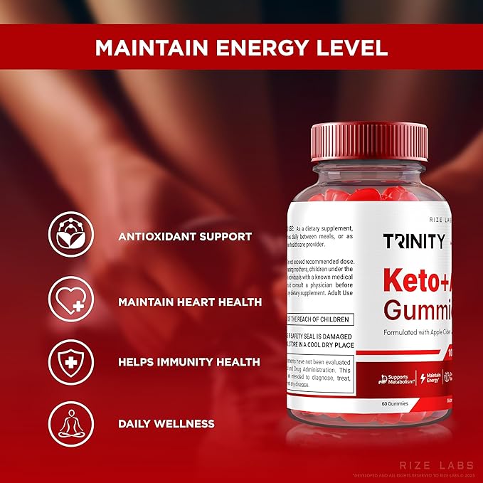 (2 Pack) Trinity Keto ACV Gummies, Official Trinity Keto+ACV Gummies Advanced Weight Loss, Premium Keto Plus ACV Formula, All Natural Apple Cider Vinegar Supplement, Gummy 500 mg Review (120 Gummies)