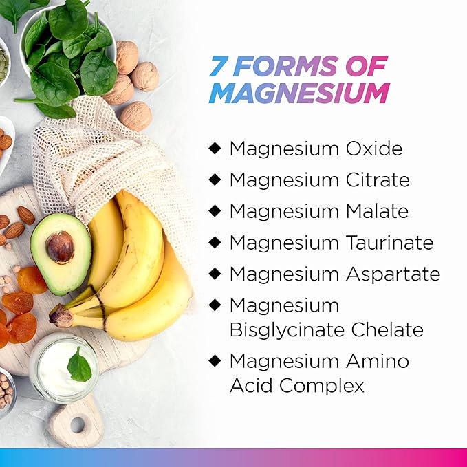 Livingood Daily Magnesium 300mg - High Bioavailability Magnesium Complex - Magnesium Citrate, Malate, Glycinate, Oxide, & Chicory Root Inulin - Muscle Relaxation, Nerve, & Heart Health - 60 Capsules