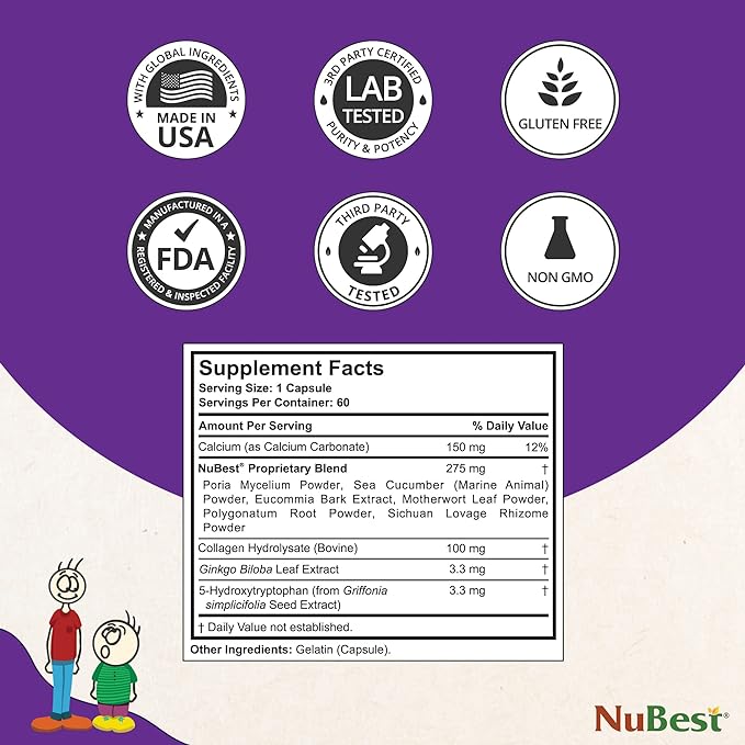 NuBest Tall - Calcium Supplement - Magnesium Supplement for Bones, Teeth - Support Bone Strength, Enhanced Immunity for Ages 5+ with Vitamin D3, Vitamin K2 and Blended Herbs - 60 Capsules