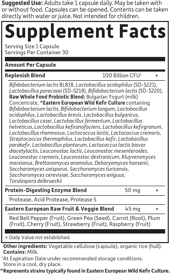Raw Probiotics - 100 Billion CFU, Shelf Stable, 30 Capsules - For Men and Women, Digestive Enzymes, Clinically Studied Strains - by Garden of Life