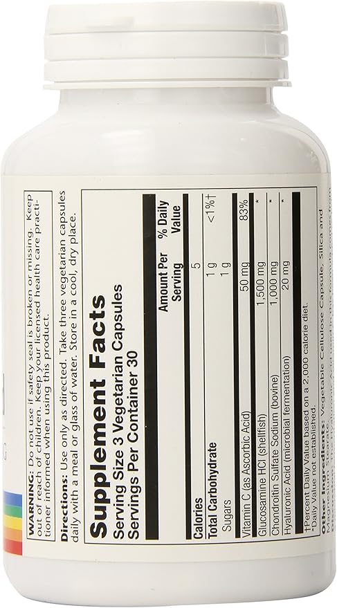 SOLARAY Glucosamine Chondroitin and Hyaluronic Acid, 1500mg/1000mg/20mg 90 Capsules