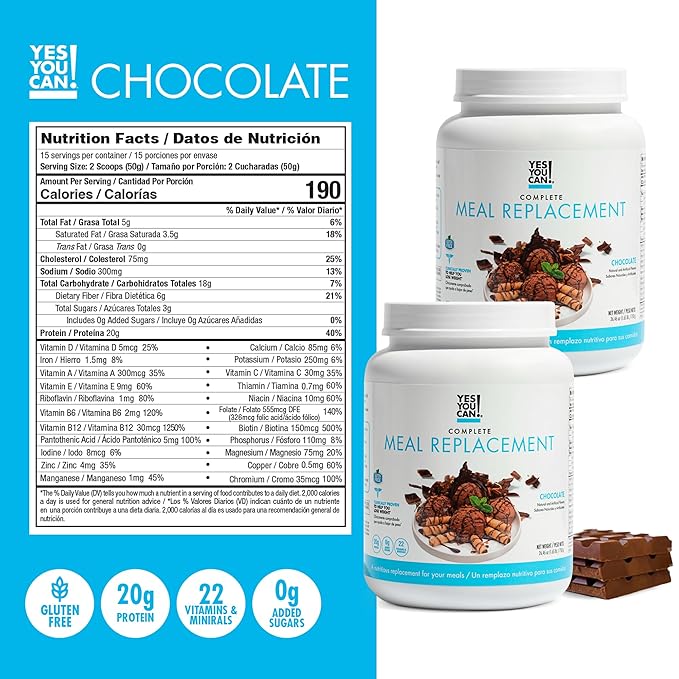 Yes You Can! Transform Kit Complete Meal Replacement - Contains Meal Replacement Powder Shake and Natural Meal Replacement Supplements, Nutritional Healthy Meals Replacement (Chocolate - 60 Servings)