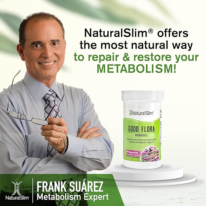 NaturalSlim Good Flora – Probiotics for Digestive Health, Intestinal Flora and Immune Support with Lactobacillus Acidophilus Probiotic | 7 Powerful Probiotic Strains | Gluten Free - 120 Capsules