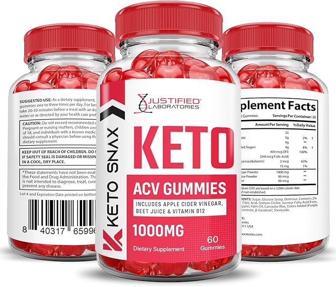 (3 Pack) Keto Snax Keto ACV Gummies Advanced Formula 1000MG Keto Snax Keto Gummies Apple Cider Vinegar Formulated with Pomegranate Beet Juice Powder B12 Vegan Non GMO 120 Gummys