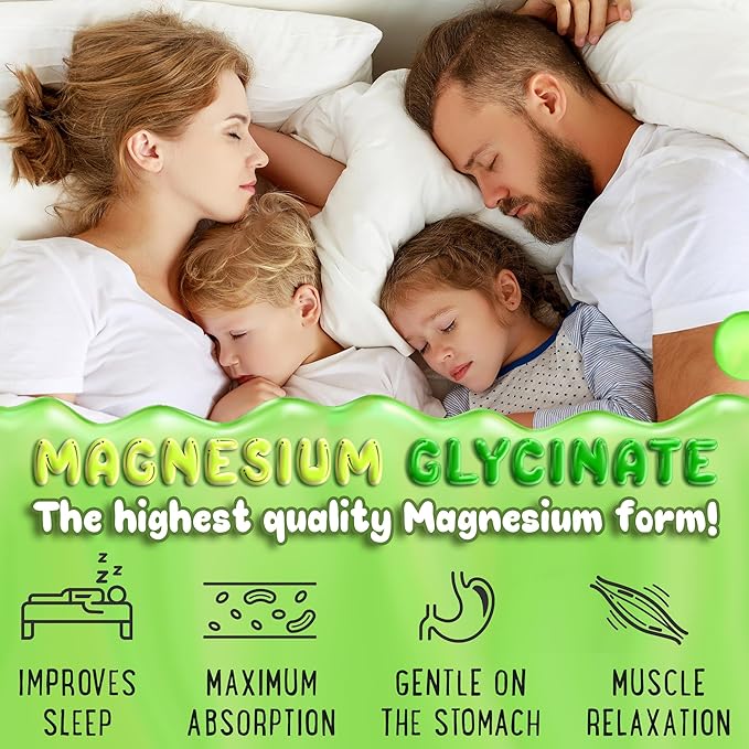 Magnesium Glycinate Gummies 400mg - Magnesium for Sleep, Calm, Relax & Muscle Relief with B6 & D3 and No Melatonin - Family-Friendly for Kids, Teens & Adults - Vegan & Non-GMO Supplement - 120 Count