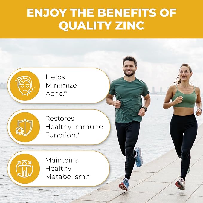 Zinc 50mg Supplement 120 Vegetarian Capsules, Zinc Highly Absorbable Supplements for Immune Support, Gluten Free