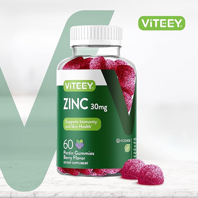 Zinc Gummies Adult & Teens - 30mg - Immune Health Support & Antioxidant Support - Vitamin Zinc Supplement - Vegan, Gelatin Free, GMO Free - Tasty Chewable Berry Flavored Gummy