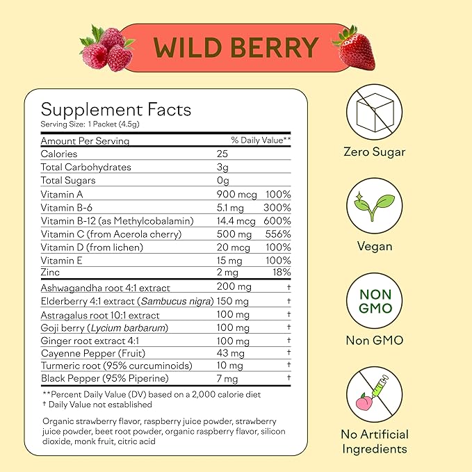 Feel Goods Immunity Icon, Zero Sugar, Vitamin C, A, B, D, E & Zinc, Organic Elderberry, Ashwagandha, Drink Mix Powder, Vegan, Non GMO, Caffeine & Gluten Free | Flavor Sampler, 2 Count